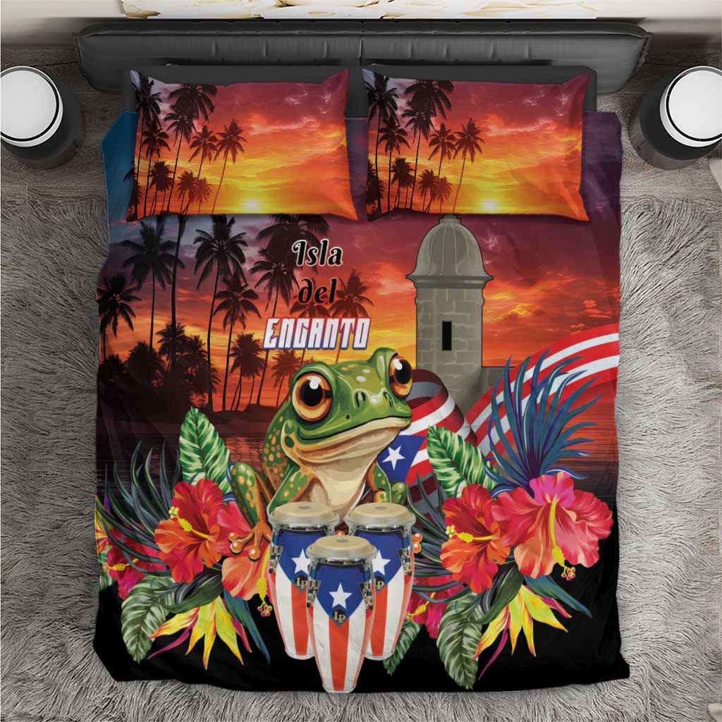 Puerto Rico Coqui Frog Sunset Bedding Set Isla Del Encanto Tropical Vibe - Wonder Print Shop