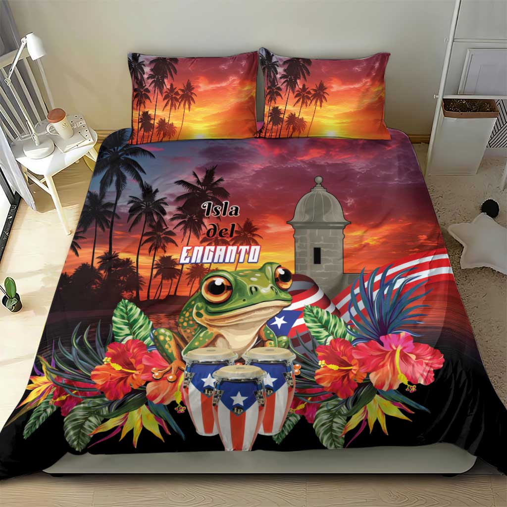 Puerto Rico Coqui Frog Sunset Bedding Set Isla Del Encanto Tropical Vibe - Wonder Print Shop