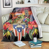 Puerto Rico Coqui Frog Sunset Blanket Isla Del Encanto Tropical Vibe - Wonder Print Shop