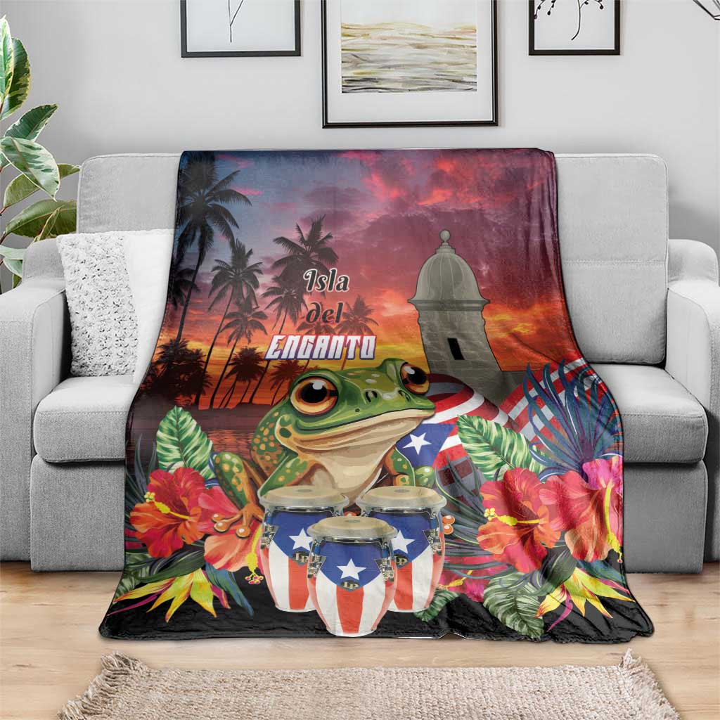 Puerto Rico Coqui Frog Sunset Blanket Isla Del Encanto Tropical Vibe - Wonder Print Shop