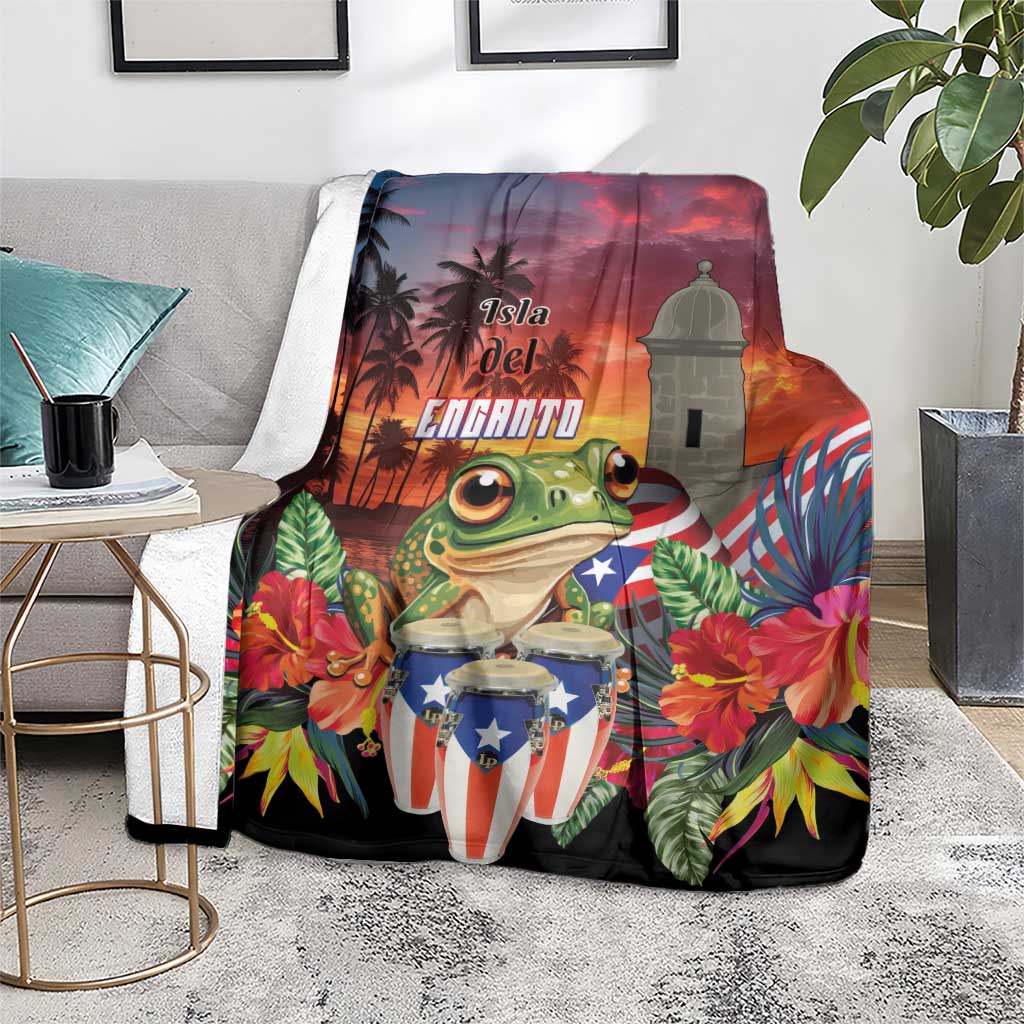 Puerto Rico Coqui Frog Sunset Blanket Isla Del Encanto Tropical Vibe - Wonder Print Shop