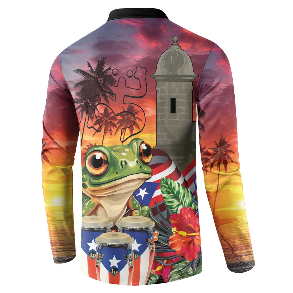 Puerto Rico Coqui Frog Sunset Button Sweatshirt Isla Del Encanto Tropical Vibe - Wonder Print Shop