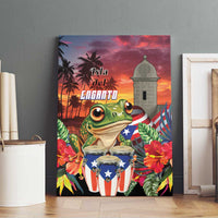 Puerto Rico Coqui Frog Sunset Canvas Wall Art Isla Del Encanto Tropical Vibe - Wonder Print Shop
