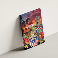 Puerto Rico Coqui Frog Sunset Canvas Wall Art Isla Del Encanto Tropical Vibe - Wonder Print Shop