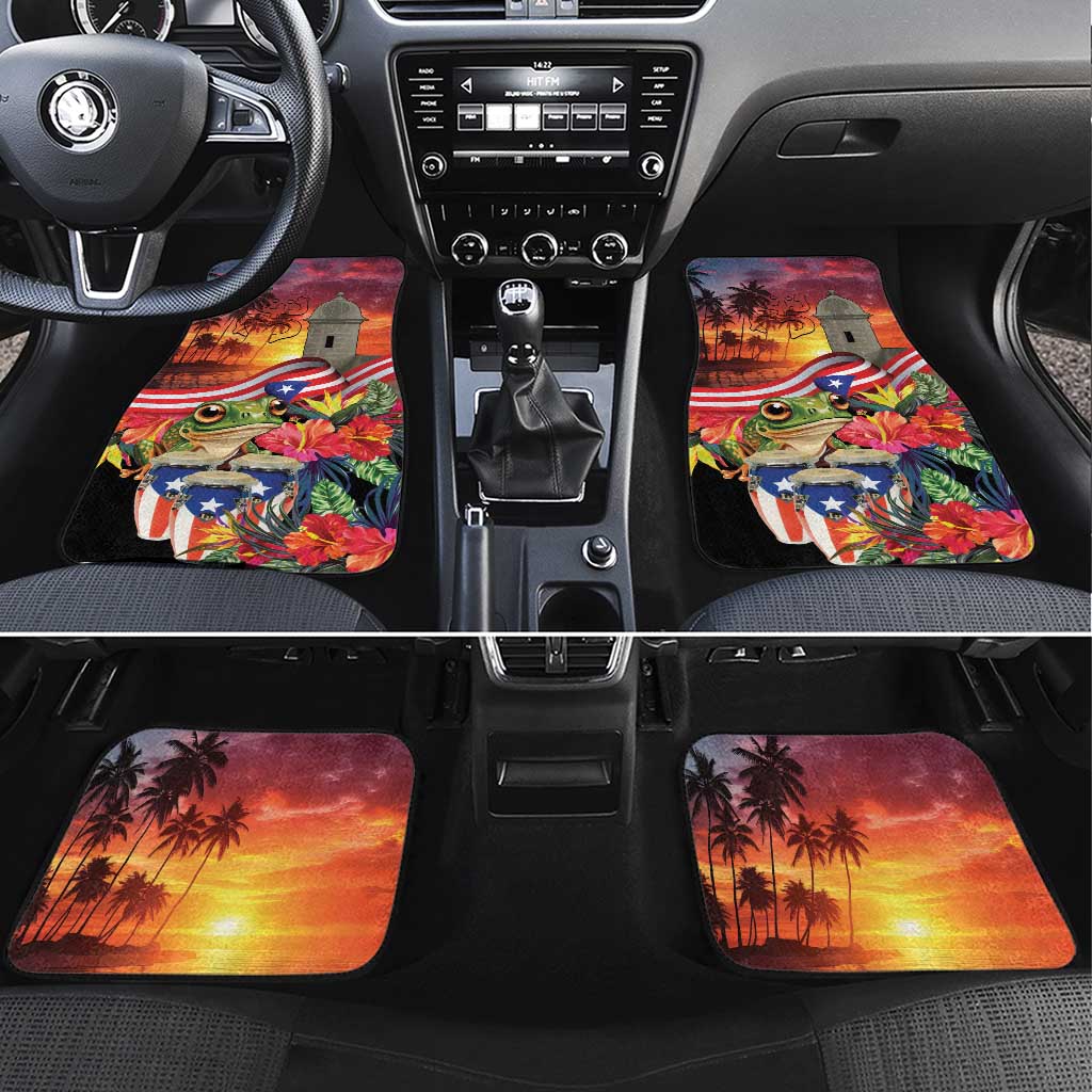 Puerto Rico Coqui Frog Sunset Car Mats Isla Del Encanto Tropical Vibe - Wonder Print Shop