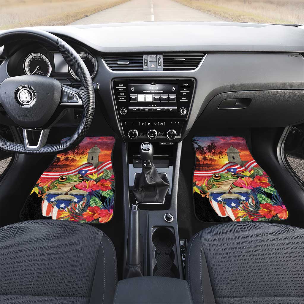 Puerto Rico Coqui Frog Sunset Car Mats Isla Del Encanto Tropical Vibe - Wonder Print Shop
