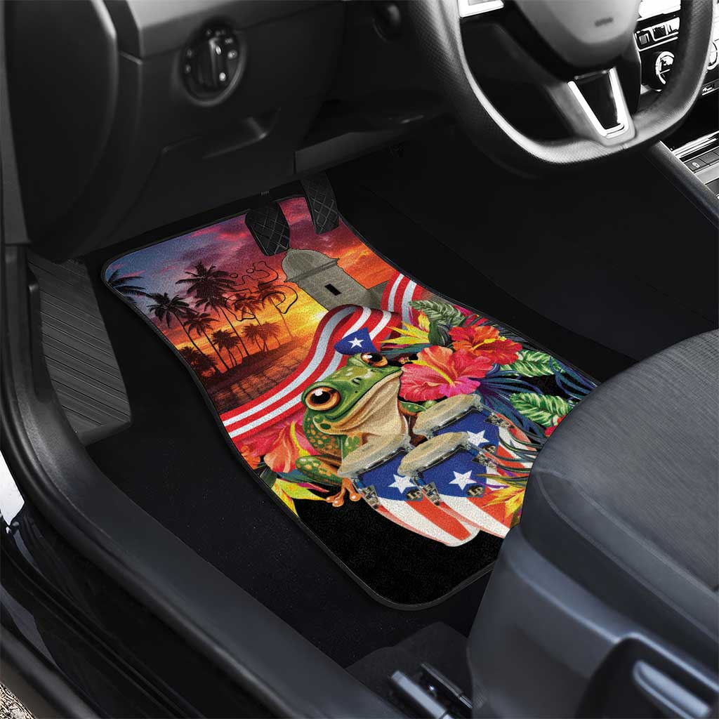 Puerto Rico Coqui Frog Sunset Car Mats Isla Del Encanto Tropical Vibe - Wonder Print Shop