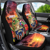 Puerto Rico Coqui Frog Sunset Car Seat Cover Isla Del Encanto Tropical Vibe - Wonder Print Shop