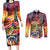 Puerto Rico Coqui Frog Sunset Couples Matching Long Sleeve Bodycon Dress and Long Sleeve Button Shirt Isla Del Encanto Tropical Vibe - Wonder Print Shop