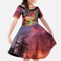 Puerto Rico Coqui Frog Sunset Family Matching Mermaid Dress and Hawaiian Shirt Isla Del Encanto Tropical Vibe - Wonder Print Shop