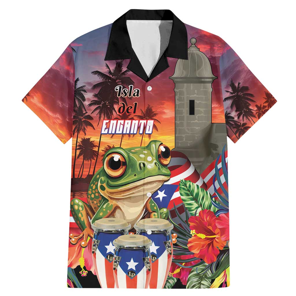 Puerto Rico Coqui Frog Sunset Family Matching Mermaid Dress and Hawaiian Shirt Isla Del Encanto Tropical Vibe - Wonder Print Shop