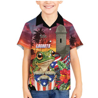 Puerto Rico Coqui Frog Sunset Family Matching Mermaid Dress and Hawaiian Shirt Isla Del Encanto Tropical Vibe - Wonder Print Shop