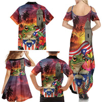 Puerto Rico Coqui Frog Sunset Family Matching Summer Maxi Dress and Hawaiian Shirt Isla Del Encanto Tropical Vibe - Wonder Print Shop