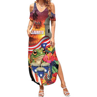 Puerto Rico Coqui Frog Sunset Family Matching Summer Maxi Dress and Hawaiian Shirt Isla Del Encanto Tropical Vibe - Wonder Print Shop