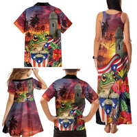 Puerto Rico Coqui Frog Sunset Family Matching Tank Maxi Dress and Hawaiian Shirt Isla Del Encanto Tropical Vibe - Wonder Print Shop