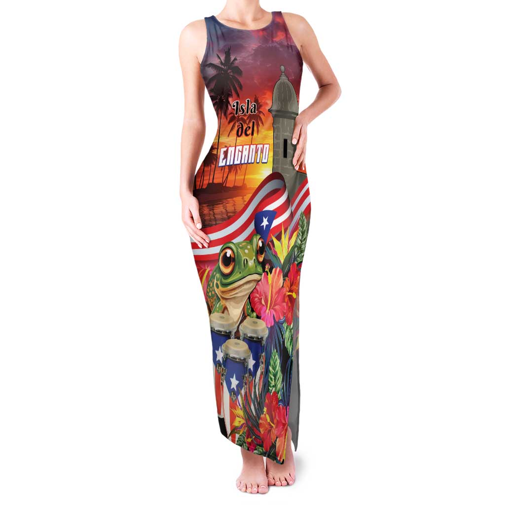 Puerto Rico Coqui Frog Sunset Family Matching Tank Maxi Dress and Hawaiian Shirt Isla Del Encanto Tropical Vibe - Wonder Print Shop