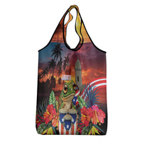 Puerto Rico Coqui Frog Sunset Grocery Bag Isla Del Encanto Tropical Vibe - Wonder Print Shop