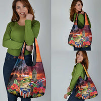 Puerto Rico Coqui Frog Sunset Grocery Bag Isla Del Encanto Tropical Vibe - Wonder Print Shop
