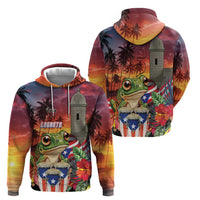 Puerto Rico Coqui Frog Sunset Hoodie Isla Del Encanto Tropical Vibe - Wonder Print Shop