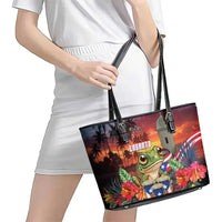 Puerto Rico Coqui Frog Sunset Leather Tote Bag Isla Del Encanto Tropical Vibe - Wonder Print Shop