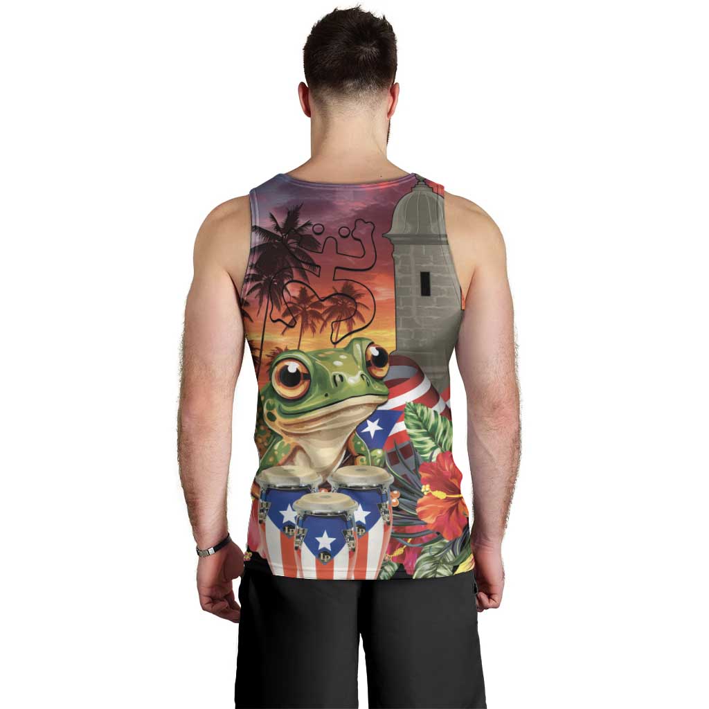 Puerto Rico Coqui Frog Sunset Men Tank Top Isla Del Encanto Tropical Vibe - Wonder Print Shop