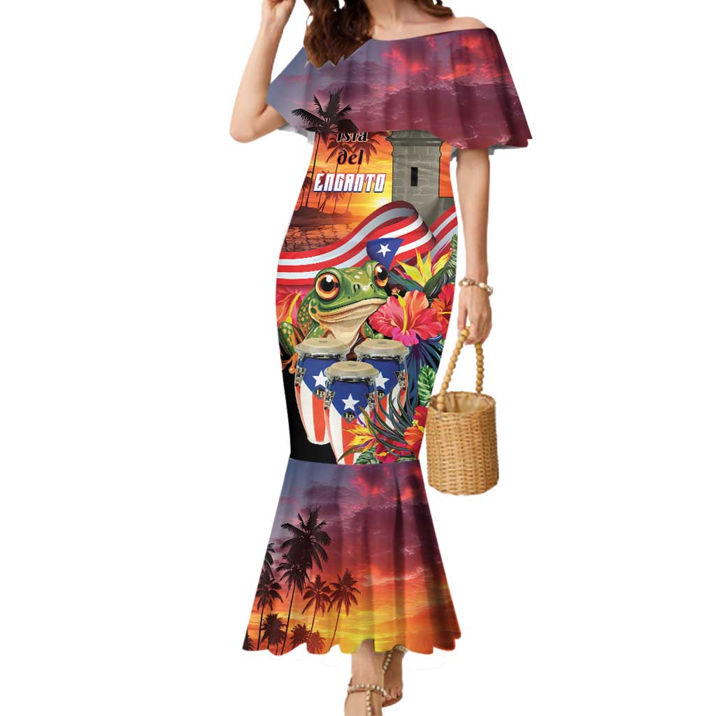 Puerto Rico Coqui Frog Sunset Mermaid Dress Isla Del Encanto Tropical Vibe - Wonder Print Shop