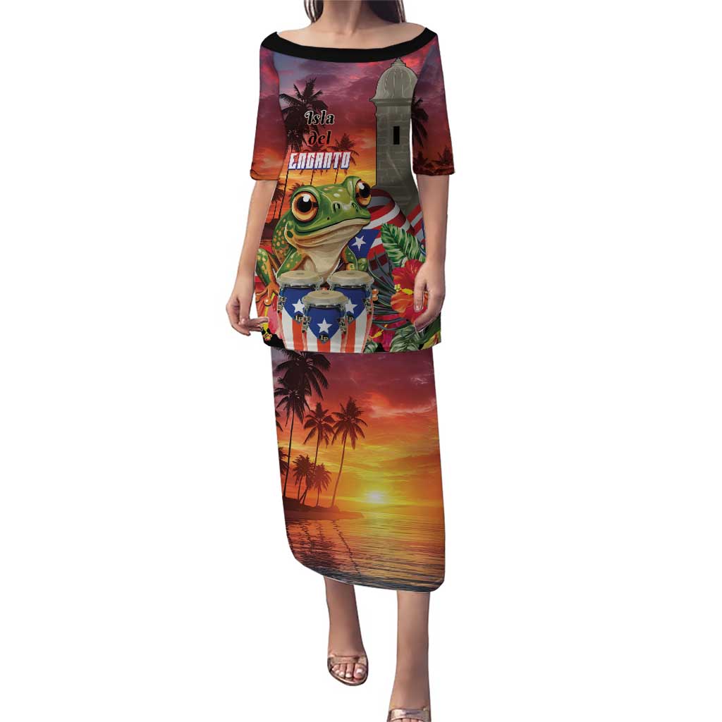 Puerto Rico Coqui Frog Sunset Puletasi Isla Del Encanto Tropical Vibe - Wonder Print Shop