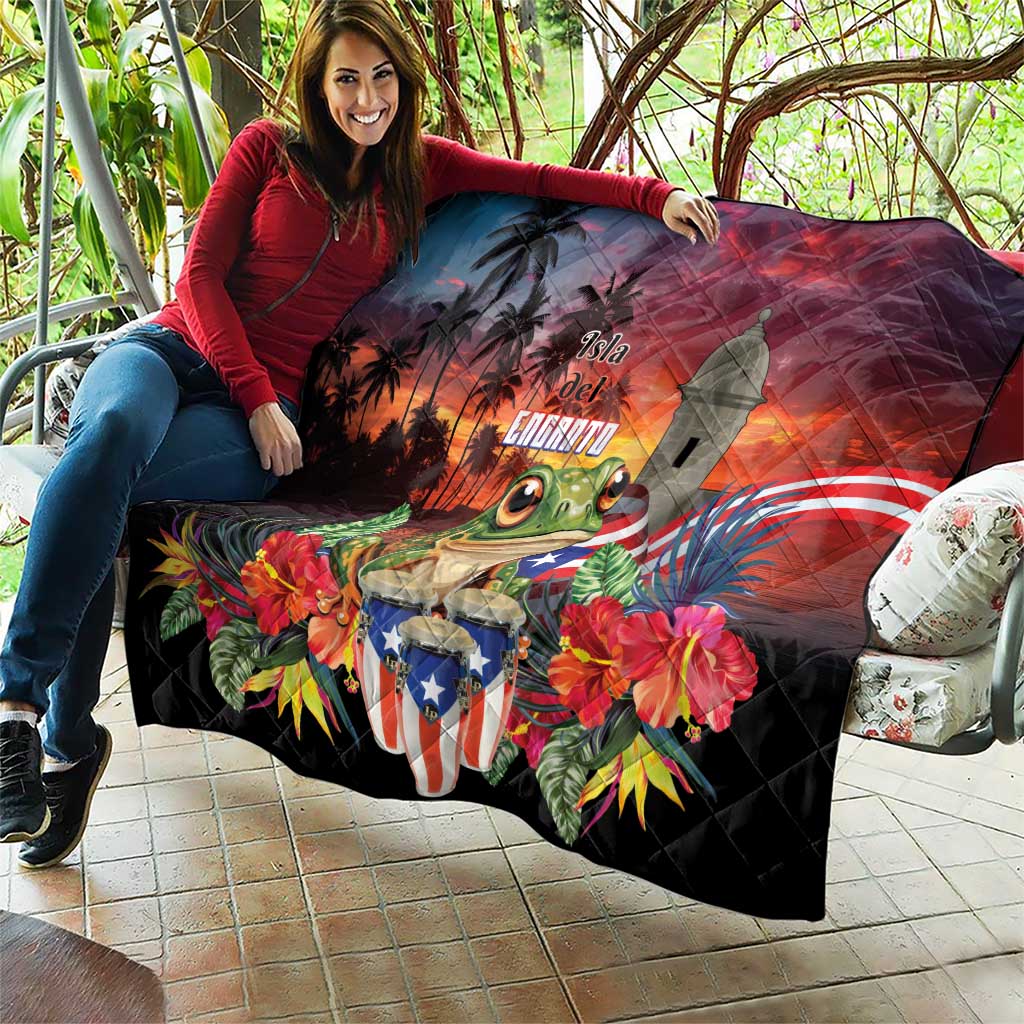 Puerto Rico Coqui Frog Sunset Quilt Isla Del Encanto Tropical Vibe - Wonder Print Shop