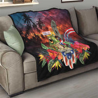 Puerto Rico Coqui Frog Sunset Quilt Isla Del Encanto Tropical Vibe - Wonder Print Shop