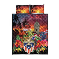 Puerto Rico Coqui Frog Sunset Quilt Bed Set Isla Del Encanto Tropical Vibe - Wonder Print Shop
