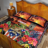 Puerto Rico Coqui Frog Sunset Quilt Bed Set Isla Del Encanto Tropical Vibe - Wonder Print Shop