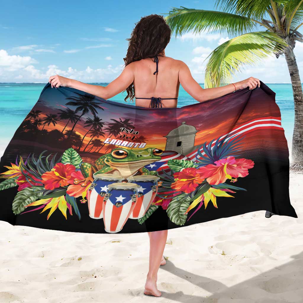 Puerto Rico Coqui Frog Sunset Sarong Isla Del Encanto Tropical Vibe - Wonder Print Shop