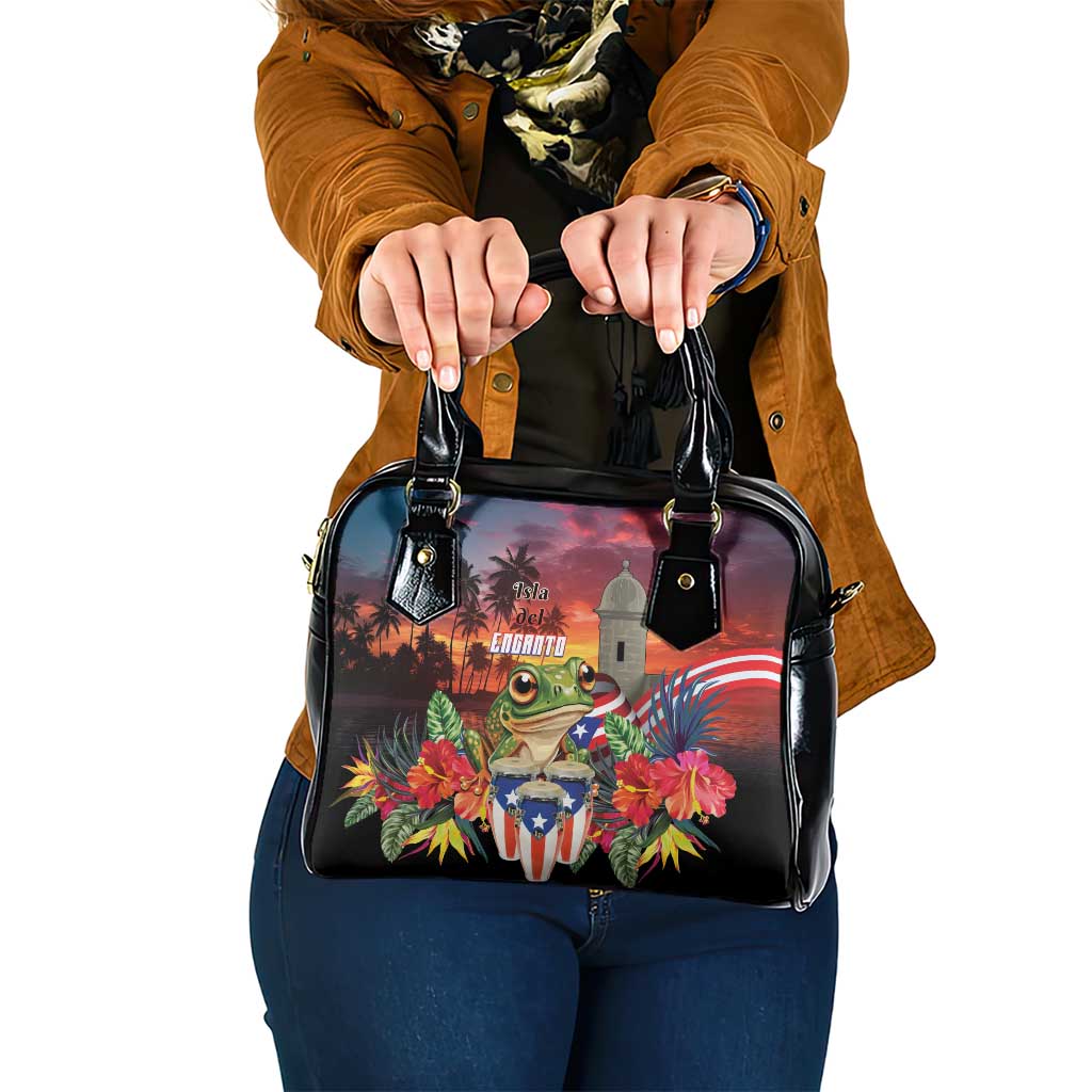 Puerto Rico Coqui Frog Sunset Shoulder Handbag Isla Del Encanto Tropical Vibe - Wonder Print Shop