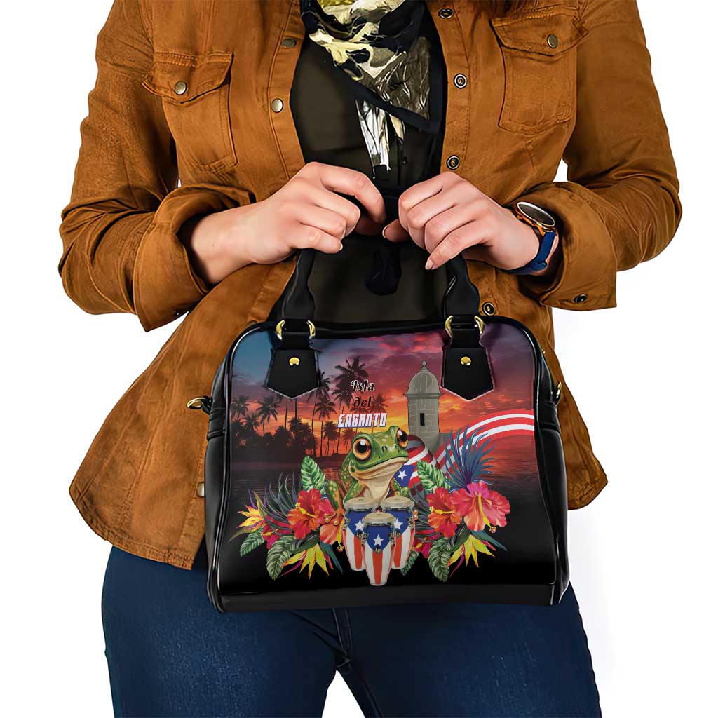 Puerto Rico Coqui Frog Sunset Shoulder Handbag Isla Del Encanto Tropical Vibe - Wonder Print Shop