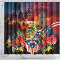 Puerto Rico Coqui Frog Sunset Shower Curtain Isla Del Encanto Tropical Vibe - Wonder Print Shop