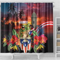 Puerto Rico Coqui Frog Sunset Shower Curtain Isla Del Encanto Tropical Vibe - Wonder Print Shop