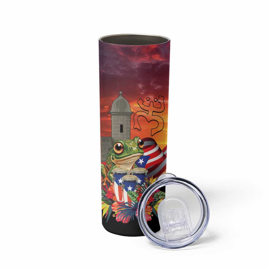 Puerto Rico Coqui Frog Sunset Skinny Tumbler Isla Del Encanto Tropical Vibe - Wonder Print Shop
