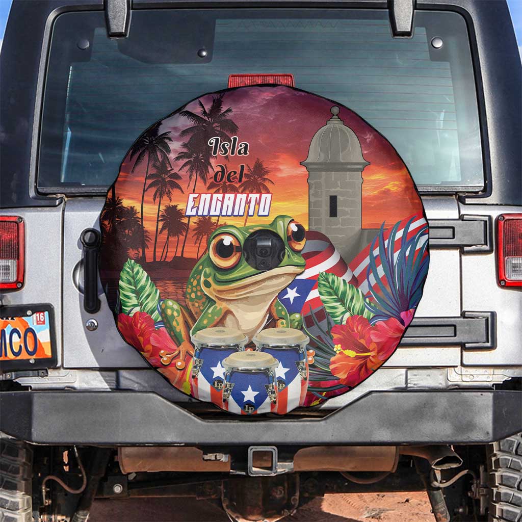 Puerto Rico Coqui Frog Sunset Spare Tire Cover Isla Del Encanto Tropical Vibe - Wonder Print Shop