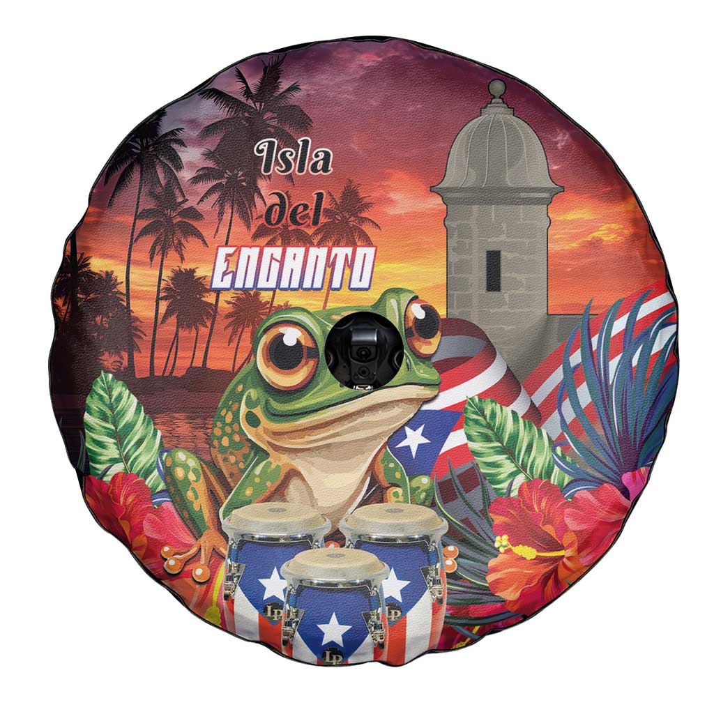 Puerto Rico Coqui Frog Sunset Spare Tire Cover Isla Del Encanto Tropical Vibe - Wonder Print Shop