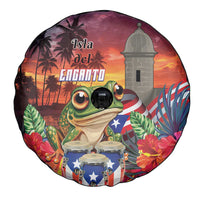 Puerto Rico Coqui Frog Sunset Spare Tire Cover Isla Del Encanto Tropical Vibe - Wonder Print Shop