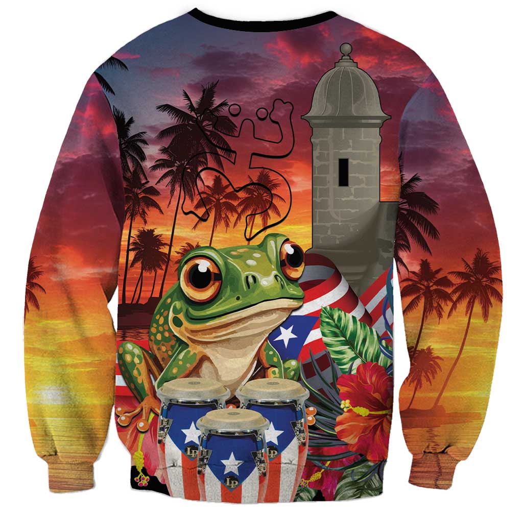 Puerto Rico Coqui Frog Sunset Sweatshirt Isla Del Encanto Tropical Vibe - Wonder Print Shop