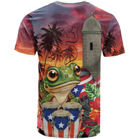 Puerto Rico Coqui Frog Sunset T Shirt Isla Del Encanto Tropical Vibe - Wonder Print Shop