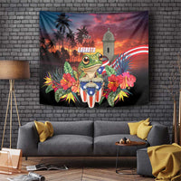 Puerto Rico Coqui Frog Sunset Tapestry Isla Del Encanto Tropical Vibe - Wonder Print Shop