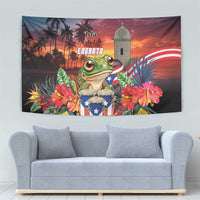 Puerto Rico Coqui Frog Sunset Tapestry Isla Del Encanto Tropical Vibe - Wonder Print Shop