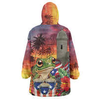 Puerto Rico Coqui Frog Sunset Wearable Blanket Hoodie Isla Del Encanto Tropical Vibe - Wonder Print Shop
