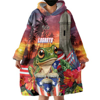 Puerto Rico Coqui Frog Sunset Wearable Blanket Hoodie Isla Del Encanto Tropical Vibe - Wonder Print Shop