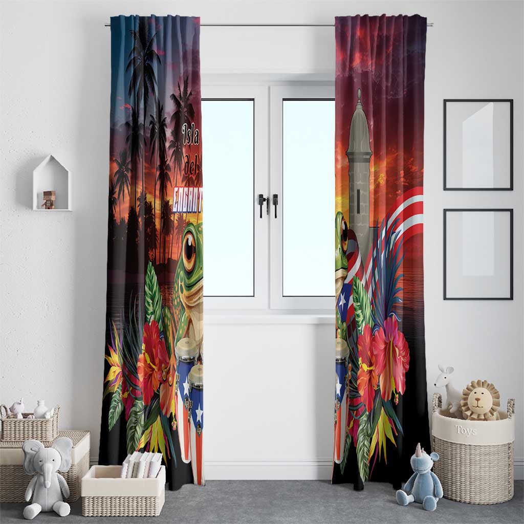 Puerto Rico Coqui Frog Sunset Window Curtain Isla Del Encanto Tropical Vibe - Wonder Print Shop