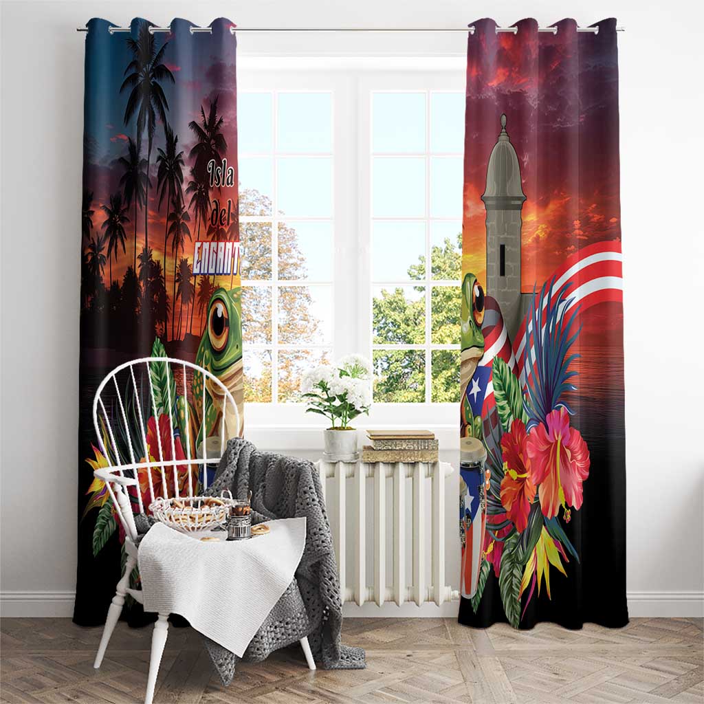 Puerto Rico Coqui Frog Sunset Window Curtain Isla Del Encanto Tropical Vibe - Wonder Print Shop