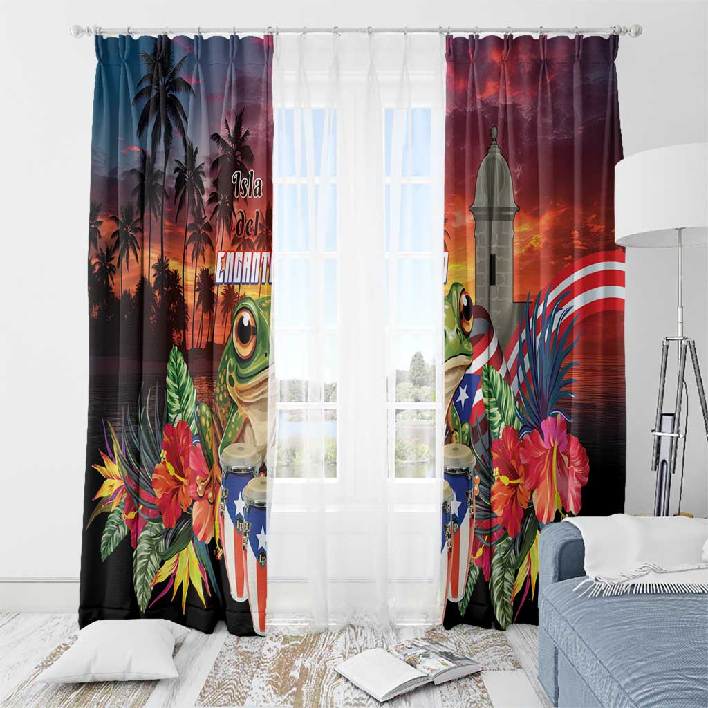 Puerto Rico Coqui Frog Sunset Window Curtain Isla Del Encanto Tropical Vibe - Wonder Print Shop