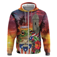 Puerto Rico Coqui Frog Sunset Zip Hoodie Isla Del Encanto Tropical Vibe - Wonder Print Shop